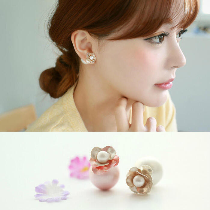 【ネコポス便対応】2way フラワーピアス パールキャッチ ピアス レディース アクセサリー(4)