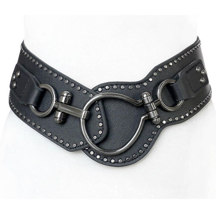 【ネコポス便対応】高品質 ラインストーン 合皮ベルト スタッズベルト 合金ピンバックル ラインストー..