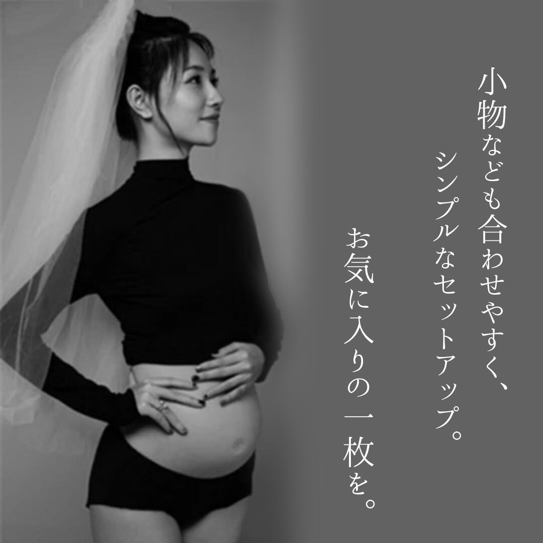 【送料無料】《マタニティウェア》ブラック　セットアップ　setup　ショーツ　マタニティフォト　撮影　おしゃれ　モノクロ　オシャレ　マタニティ 2