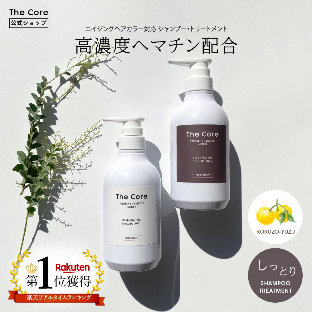 [ 楽天1位 ] ザ コア [ モイスト セット ] アロマ シャンプー 500ml & トリートメント 500g ( おすすめ ノンシリコン タンパク質 アミノ酸 高級 頭皮ケア 40代 ヘマチン シャンプー ヘマチンシャンプー ケラチン ケラチン シャンプー 抜け毛予防 エイジング カラーケア ）