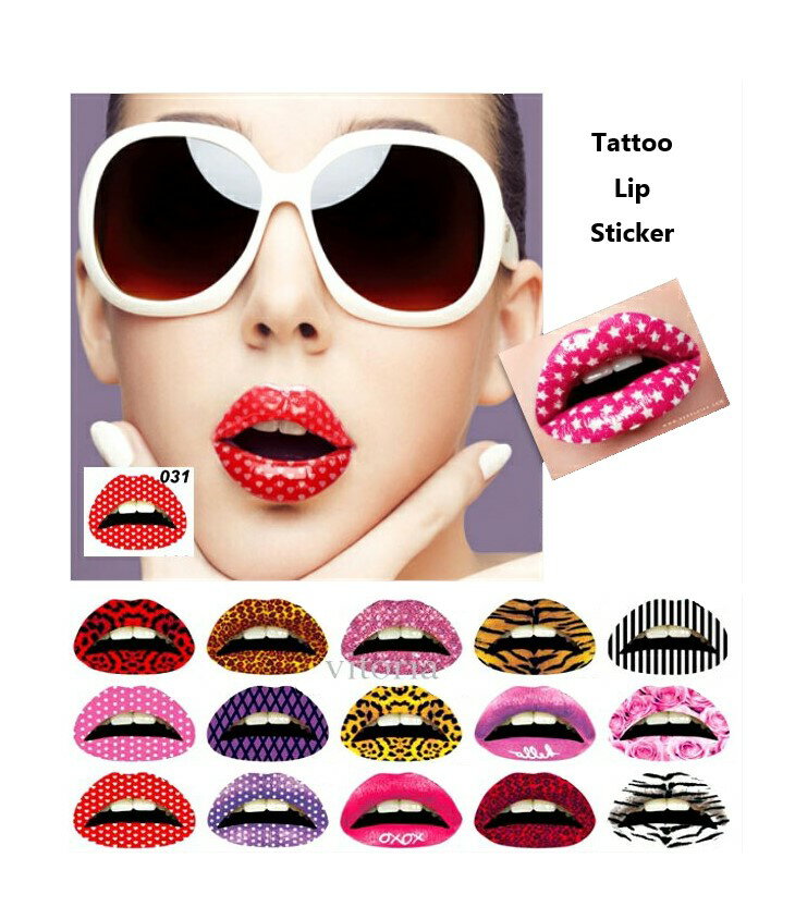 即日出荷 リップタトゥーシール 唇 ワンタッチリップメイクシール リップステッカー リップシール リップタトゥー LIPs Sticker TATOO 衣装 コスチューム 品番：021-040　【楽天BOX受取対象商品（美容・健康）】