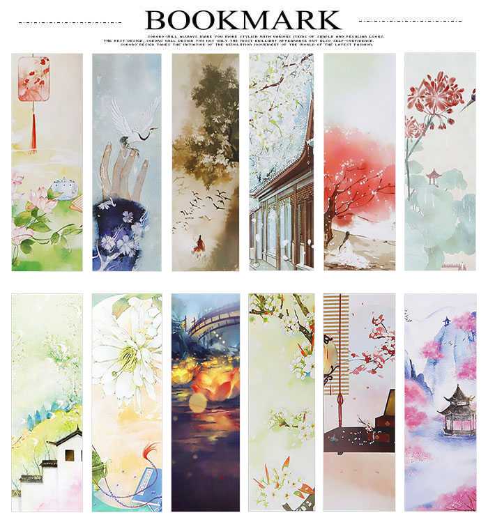 しおり 栞 30枚セット 花 フラワー 風景画 油絵しおり ブックマーク カラフル 紙製 おしゃれ 30枚のパターンが全て異なる しおりセット 3041