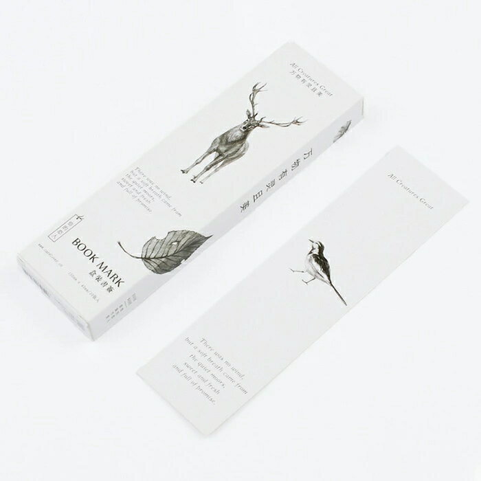 しおり 栞 30枚セット 花 英文字 フラワー 鹿 フクロウ 鳥 蝶 花 木の葉 ブックマーク 白黒 紙製 おしゃれ 30枚のパターンが全て異なる しおりセット...