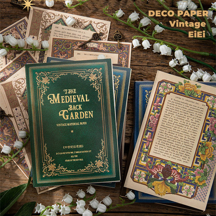 即日出荷 ヴィンテージペーパー 欧米風 背景紙 素材紙 デザインペーパー ブック 海外 コラージュ 素材 素材ペーパー アンティーク フレーム 50枚 紙活 洋風 英語 花 蝶 植物 天使 神話 手紙 おしゃれ 薄い 薄手 デコ素材 レトロ デコレーション レースペーパー DIY