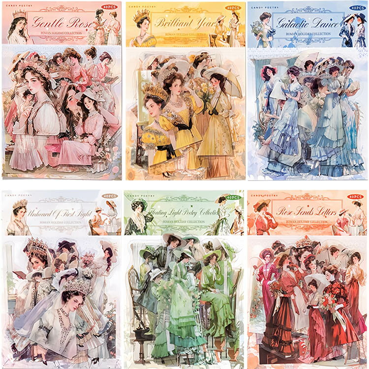 即日出荷 240枚 大きめ 人物シール 大人 欧米 女性 女の子 貴婦人 全身 イラストシール コラージュ素材 お買い得セットPET 耐水 シール アメリカン 人物 シール イラストステッカー アンティーク レトロ デコレーション ジャンクジャーナル ハンドメイド アレンジ 手帳 DIY