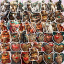 即納 スチームパンク キャラクター ステッカー 猫 50枚 コラージュシール コラージュ 素材 セット 外国 人物 スチームパンク ねこ 犬 戦士 ギア 歯車 ...