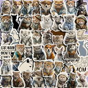 即納 猫 犬 ステッカー 小動物 猫 紳士 シール かわいい 50枚 やや大きめ 人物 イラストステッカー 愛犬家 猫好き ねこ ネコ いぬ ステッカー コラー...