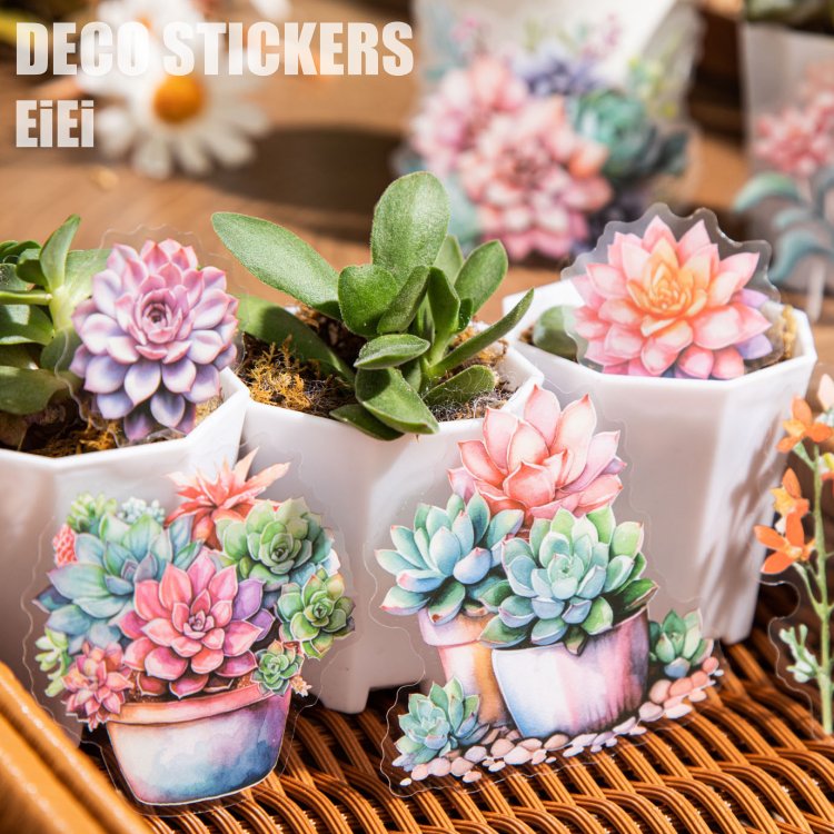 即日出荷 多肉植物 クリアシール 大きめ フレークシール サボテン 観賞植物 鉢植え 図鑑 種類 イラストステッカー PET 耐水 シール コラージュ素材 おしゃれ かわいい 防水シール 手紙 ラベル 日記 文房具 ジャンクジャーナル デコ素材 コラージュ デコレーション 手帳 DIY