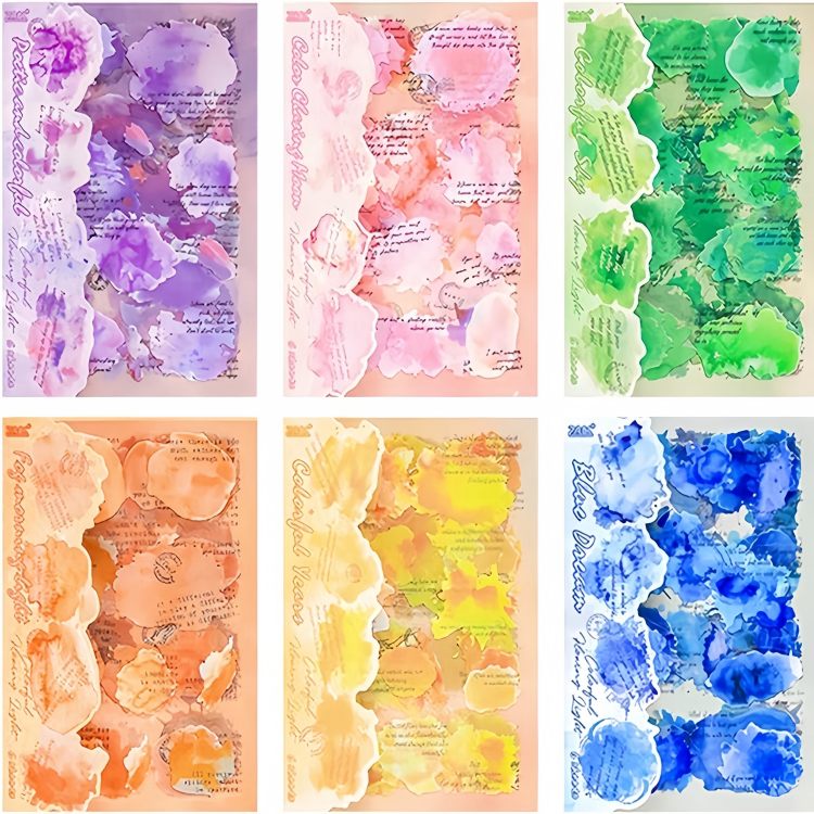 即日出荷 36枚シート 型抜き 水彩 ぼかし インク 染め 暈染 暈し染め 英語 雲 星 空 雲柄 くも ぼかし ..