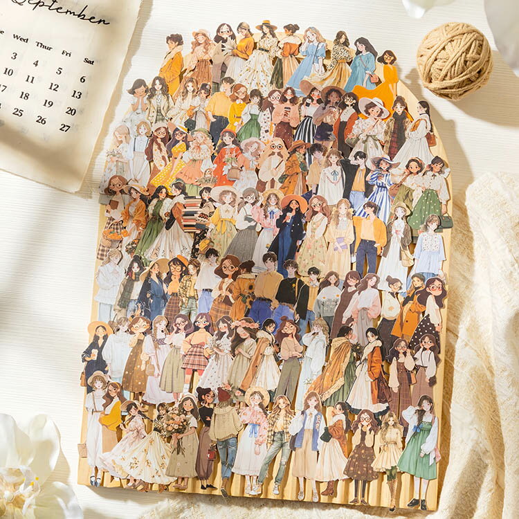 即日出荷 100柄100枚 余白なし 人物シール 大きめ 男性 少年 青年 女性 女の子 少女 男の子 イラストス..