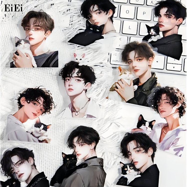 即日出荷 人物シール 少年 青年 男の子 男性 男子 少男 彼氏 王子 男 おとこ 黒猫 ネコ イラストシール..