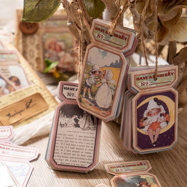 即日出荷 海外ステッカー 昭和 レトロ シール ◆柄違い50枚 全6種◆手帳 デコ コラージュ素材 アンティーク 洋風 童話 人物 妖精 天使 女の子 ステッカー ジャンクジャーナル ラッピング DIY diy 封かんシール デコレーション 懐かしい 昔 昭和レトロ柄 ヴィンテージ シール