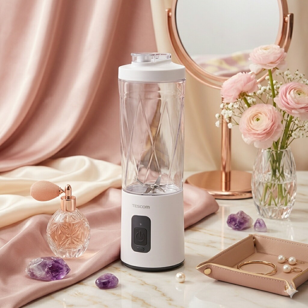 【40秒で栄養補給！】氷も砕くパワフル6枚刃でスムージー！コードレスだからどこでも直飲み！ テスコム コードレスミキサー 600ml 大容量 防水 IPX6 トライタン製。ジムやオフィスで作りたてを楽しめる。残り秒数がわかるパネル付き。[TESCOM]