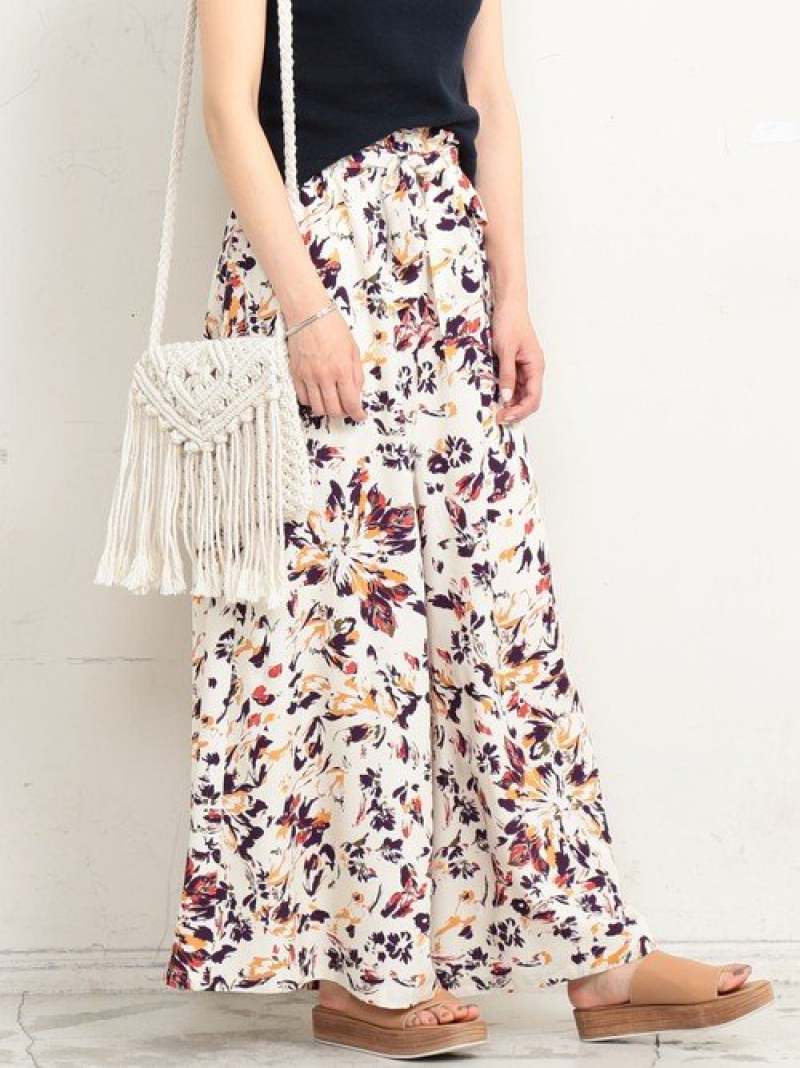 【SALE／30%OFF】【WEB限定】by ベルト付きフラワープリントギャザーワイドパンツ -手洗い可能- BEAUTY & YOUTH UNITED ARROWS ビューティ＆ユース ユナイテッドアローズ パンツ その他のパンツ ホワイト ネイビー【RBA_E】【送料無料】[Rakuten Fashion]のサムネイル