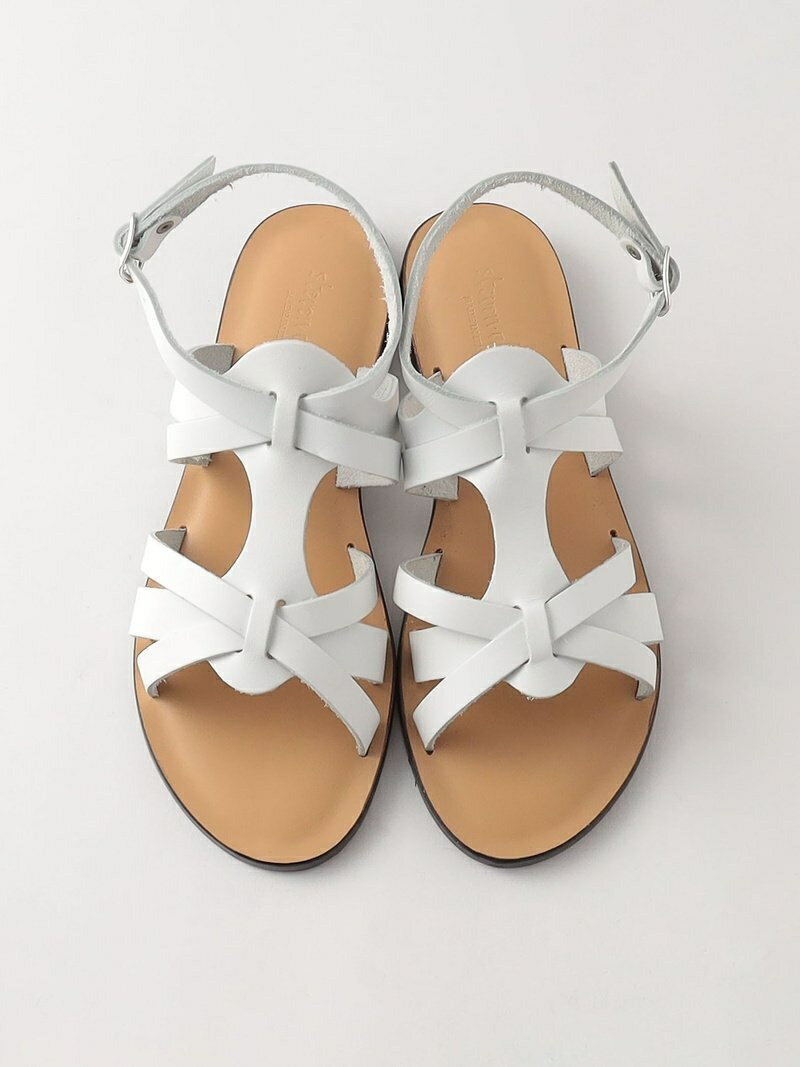 ＜Steven Alan＞LEATHER CROSS SANDALS/サンダル Steven Alan ビューティ＆ユース ユナイテッドアローズ シューズ サンダル/ミュール ホワイト ブラック【送料無料】[Rakuten Fashion]