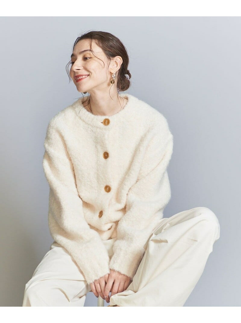 ウールアルパカブレンド ブークレ ニット カーディガン BEAUTY&YOUTH UNITED ARROWS ビューティー＆ユース　ユナイテッドアローズ トップス カーディガン ホワイト グレー レッド グリーン ブルー【送料無料】[Rakuten Fashion]のサムネイル