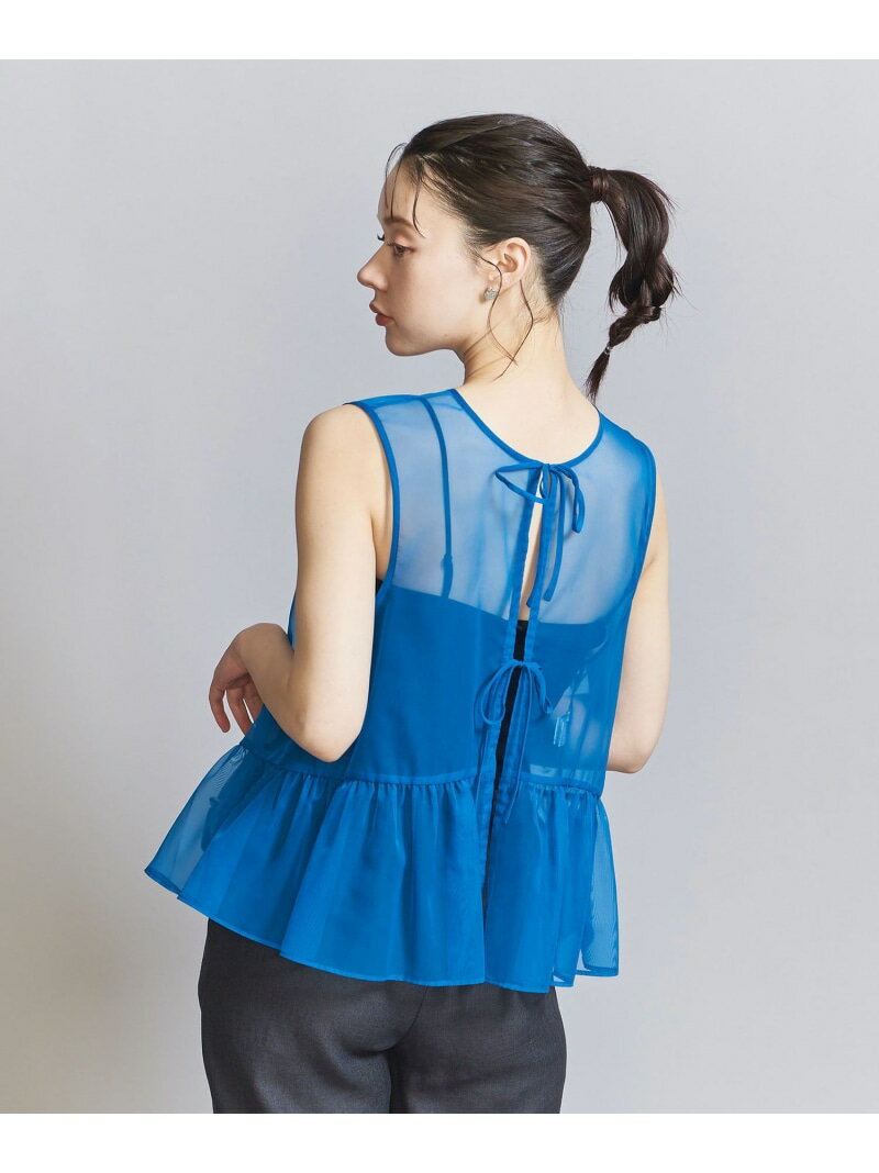 【SALE／30%OFF】オーガンジー ギャザー ベスト -2WAY- BEAUTY&YOUTH UNITED ARROWS ビューティー＆ユース　ユナイテッドアローズ トップス ベスト・ジレ ネイビー ホワイト ブラック【RBA_E】【送料無料】[Rakuten Fashion]のサムネイル