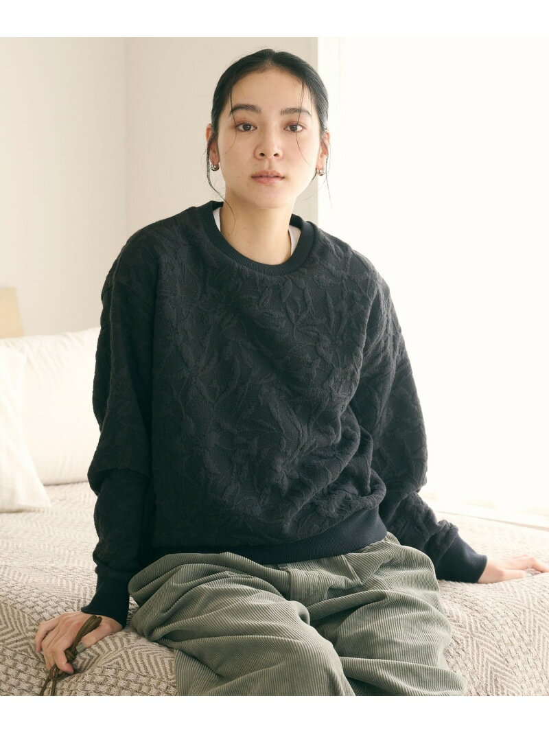 ボタニカルジャガード プルオーバー BEAUTY&YOUTH UNITED ARROWS ビューティー＆ユース　ユナイテッドアローズ トップス カットソー・Tシャツ ホワイト グレー ブラック【送料無料】[Rakuten Fashion]のサムネイル