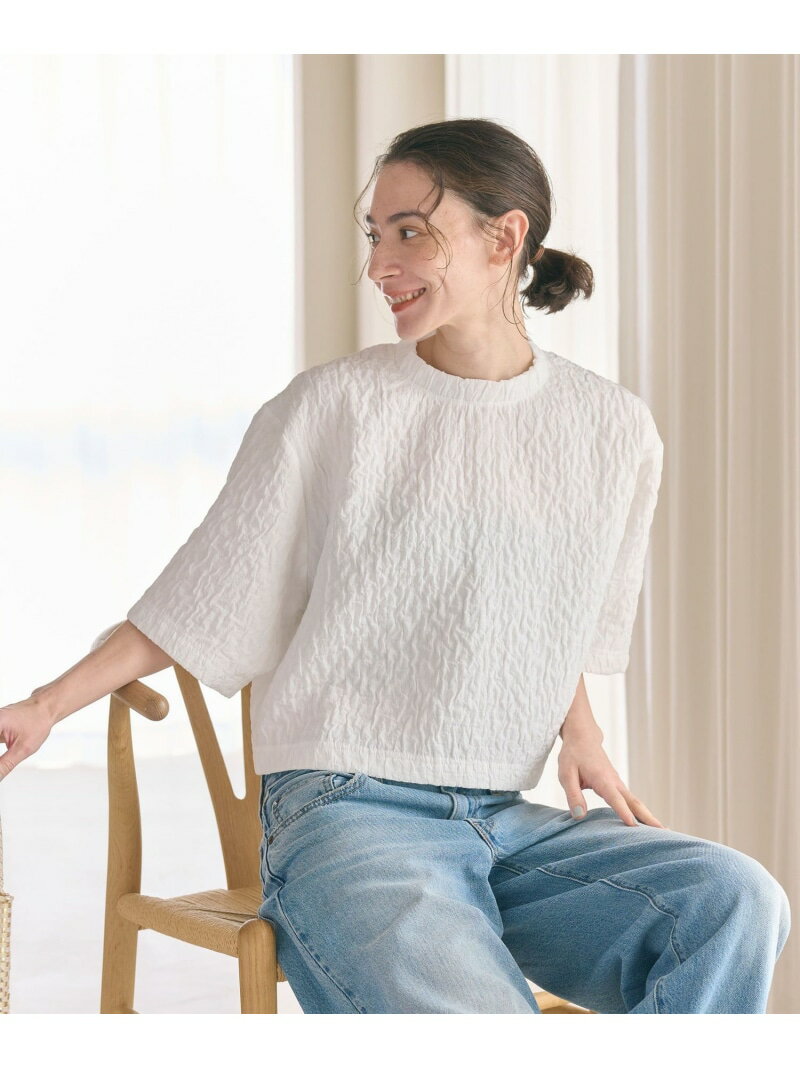 ジャガード クルーネック 6分袖 プルオーバー BEAUTY&YOUTH UNITED ARROWS ビューティー＆ユース　ユナイテッドアローズ トップス カットソー・Tシャツ グレー ブラック ホワイト【送料無料】[Rakuten Fashion]のサムネイル