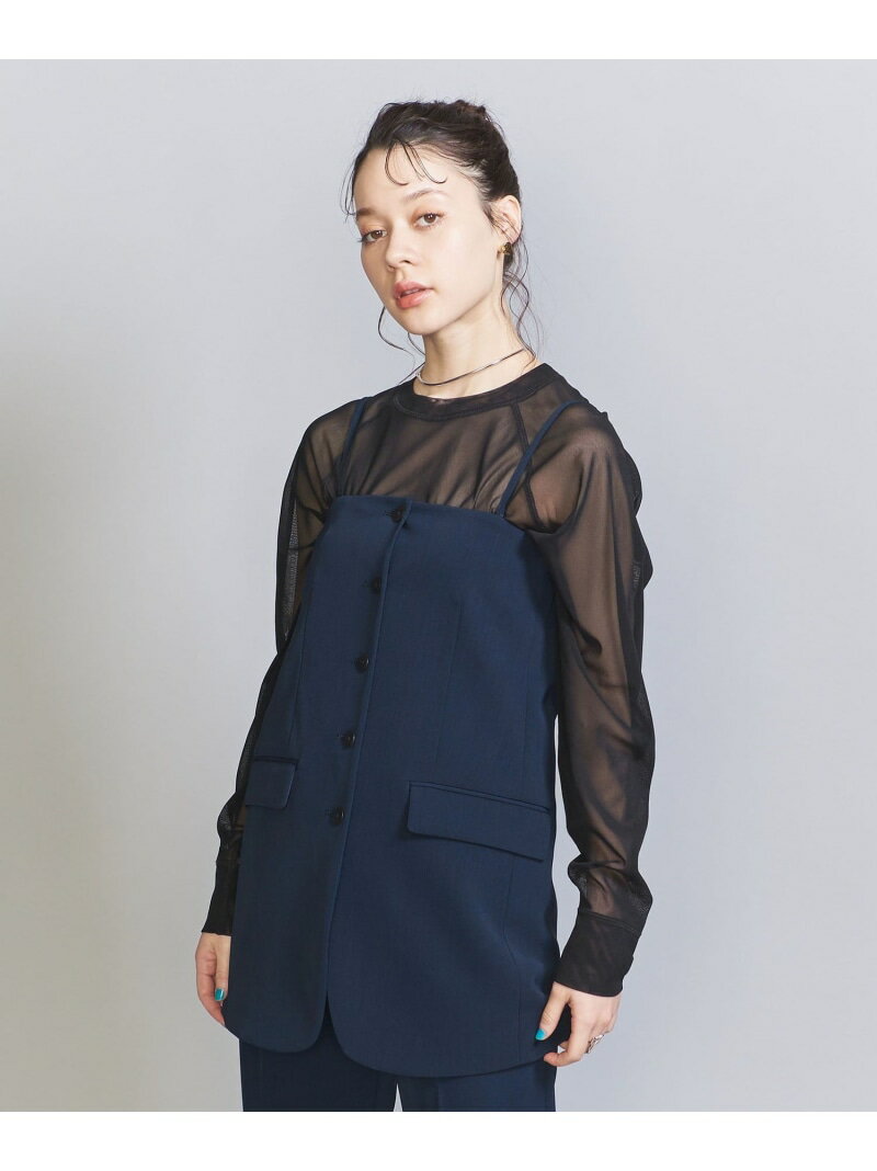 ポリエステルブレンド フロントボタン チューブトップ ベスト BEAUTY&YOUTH UNITED ARROWS ビューティー＆ユース　ユナイテッドアローズ トップス ベスト・ジレ ネイビー【送料無料】[Rakuten Fashion]のサムネイル