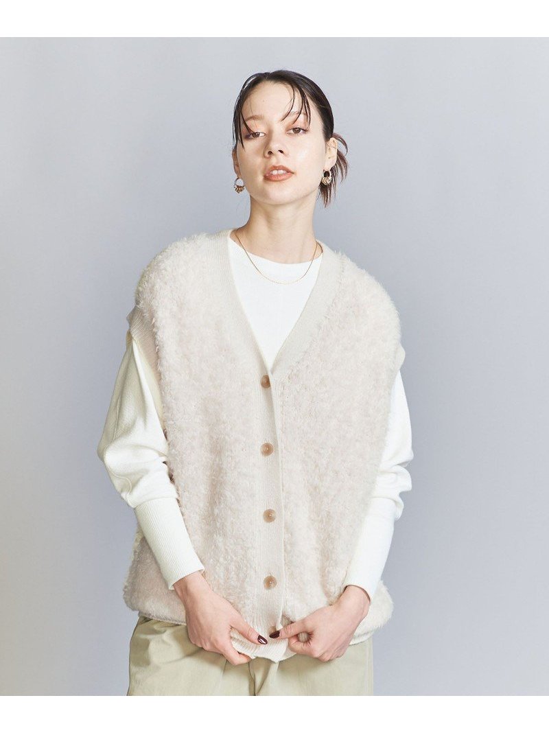 アルパカブレンド シャギーベスト BEAUTY & YOUTH UNITED ARROWS ビューティ＆ユース ユナイテッドアローズ トップス ニット ホワイト グレー【送料無料】[Rakuten Fashion]のサムネイル