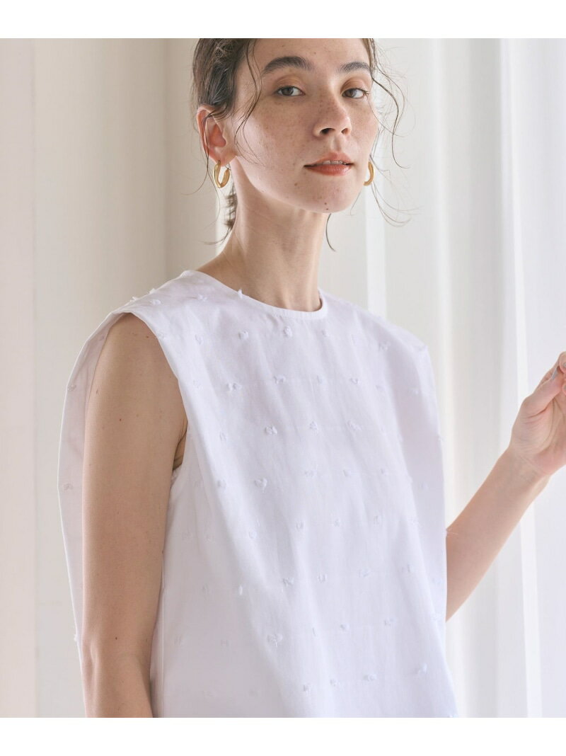 ドット ジャガード ノースリーブ ブラウス BEAUTY&YOUTH UNITED ARROWS ビューティー＆ユース　ユナイテッドアローズ トップス シャツ・ブラウス ブラック ホワイト【送料無料】[Rakuten Fashion]のサムネイル