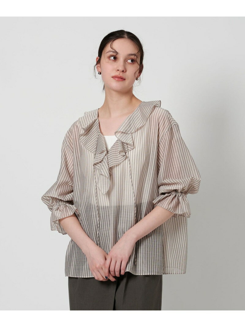 【SALE／40%OFF】ストライプ ラッフル ハーフスリーブ シャツ BEAUTY&YOUTH UNITED ARROWS ビューティー＆ユース　ユナイテッドアローズ トップス シャツ・ブラウス【RBA_E】【送料無料】[Rakuten Fashion]のサムネイル