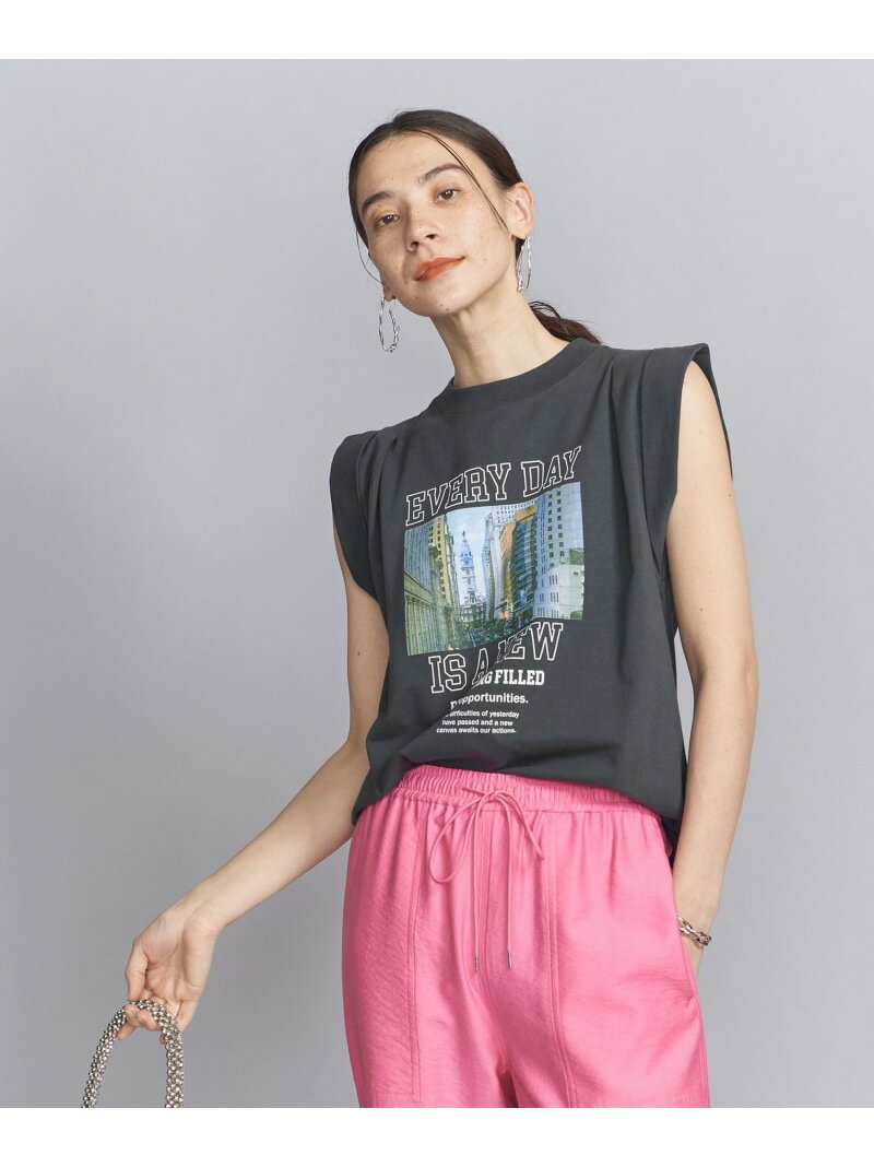 ＜+81BRANCA＞ロールアップ フォトTシャツ BEAUTY&YOUTH UNITED ARROWS ビューティー＆ユース　ユナイテッドアローズ トップス カットソー・Tシャツ ブラック ホワイト