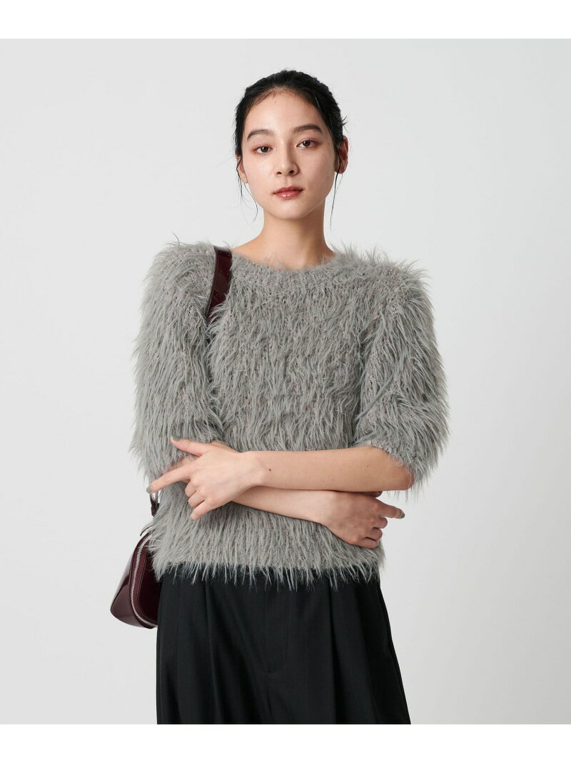 【SALE／10%OFF】フェザーヤーン ハーフスリーブ ニットプルオーバー BEAUTY&YOUTH UNITED ARROWS ビューティー＆ユース　ユナイテッドアローズ トップス ニット ホワイト グレー ブラック【RBA_E】【送料無料】[Rakuten Fashion]のサムネイル