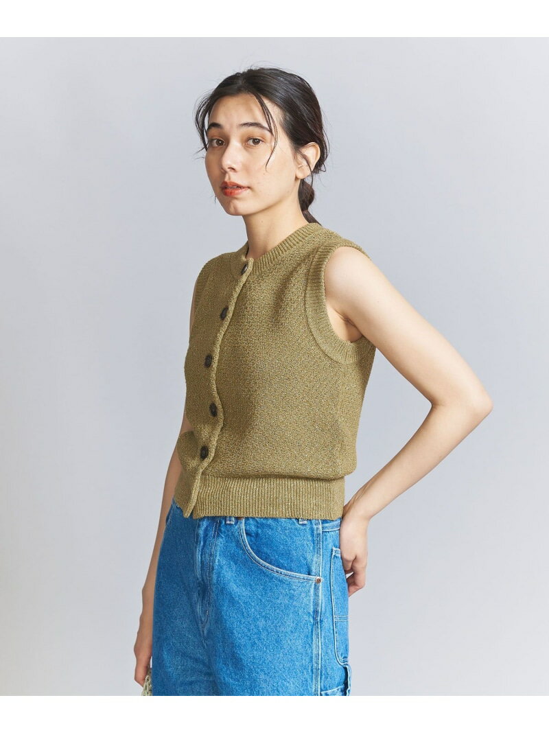 【SALE／40%OFF】フロントボタン ラメニット ベスト/オリーブ BEAUTY&YOUTH UNITED ARROWS ビューティー＆ユース　ユナイテッドアローズ トップス ベスト・ジレ カーキ【RBA_E】【送料無料】[Rakuten Fashion]のサムネイル