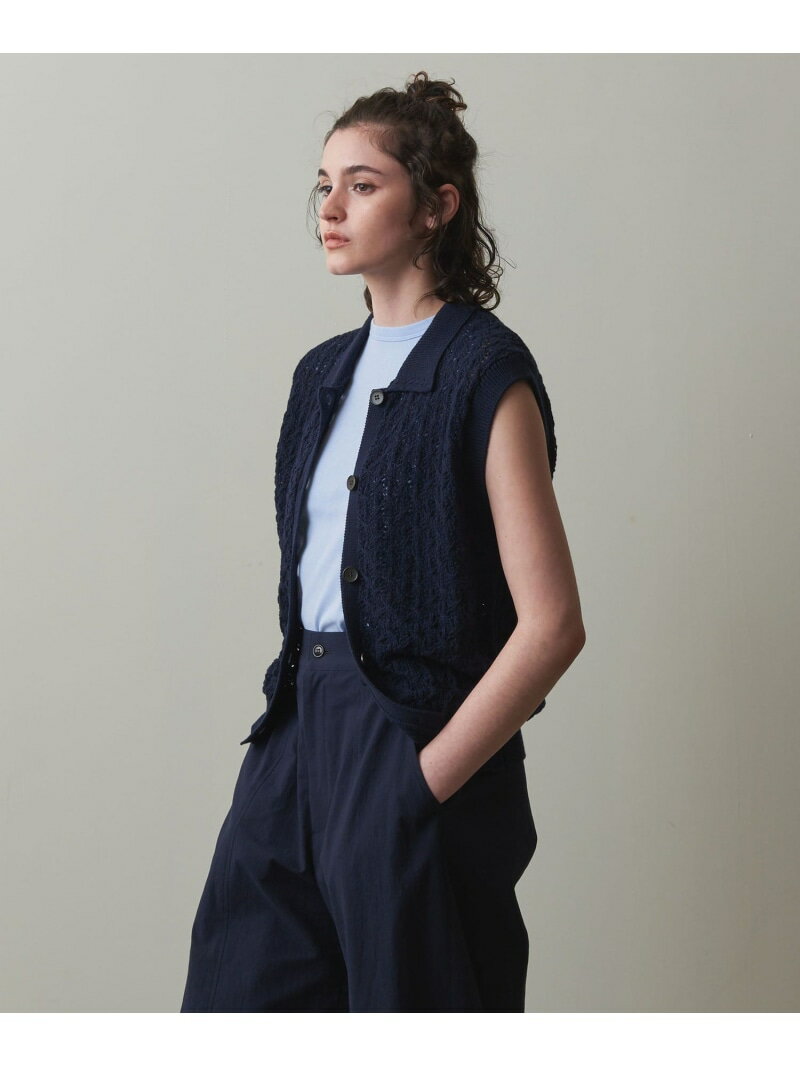 ＜Steven Alan＞コードヤーン ニットベスト Steven Alan ビューティー＆ユース ユナイテッドアローズ トップス ベスト ジレ ネイビー ホワイト イエロー【送料無料】 Rakuten Fashion