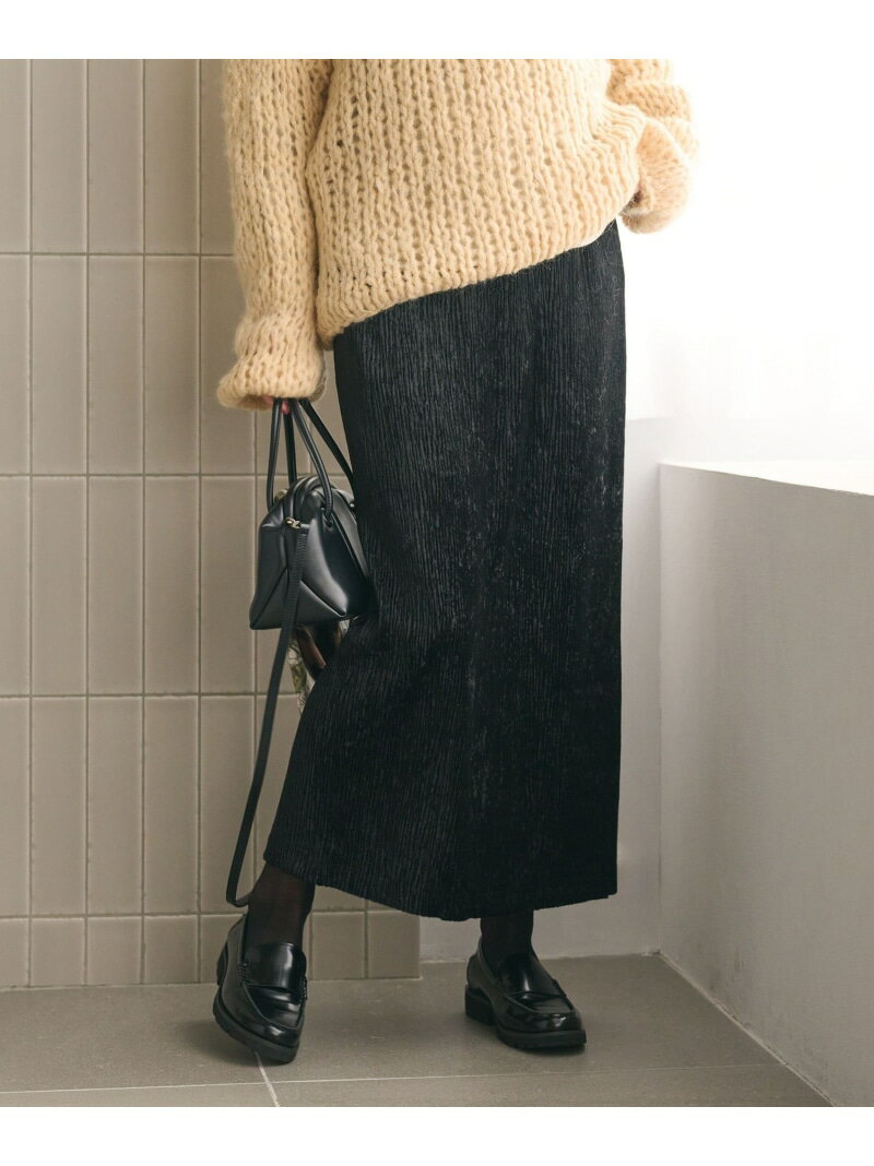 ベロアプリーツ タイトスカート ウォッシャブル BEAUTY&YOUTH UNITED ARROWS ビューティー＆ユース　ユナイテッドアローズ スカート ロング・マキシスカート ブラック グリーン グレー【送料無料】[Rakuten Fashion](4)