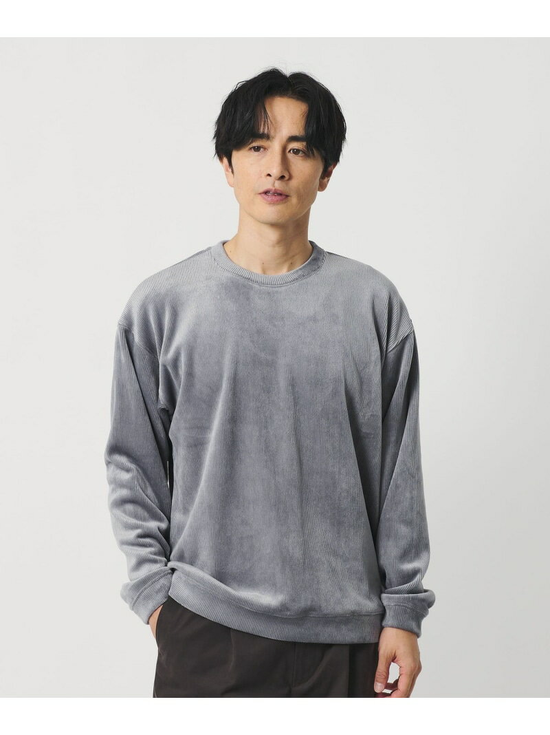 ボンディング コーデュロイ クルーネック トップス BEAUTY&YOUTH UNITED ARROWS ビューティー＆ユース　ユナイテッドアローズ トップス カットソー・Tシャツ ホワイト ネイビー【送料無料】[Rakuten Fashion]のサムネイル