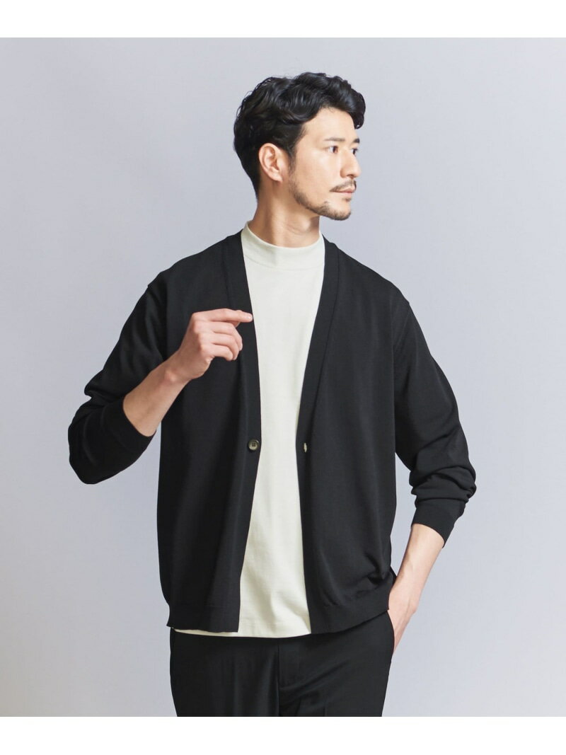 ユナイテッドアローズ 服（父向き） 【WEB限定 WARDROBE SMART】マシーンウォッシュ 1B カーディガン【抗菌・防臭】 BEAUTY&YOUTH UNITED ARROWS ビューティー＆ユース　ユナイテッドアローズ トップス カーディガン ブラック ベージュ ネイビー【送料無料】[Rakuten Fashion]