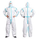 防護服 保護服 使い捨て 厚手 作業服 帽子付き 不織布 衛生 防塵 飛沫 ウィルス対策 全身ガード ワークウエア つなぎ服 上下一体型 通気 防水 男女兼用 ...