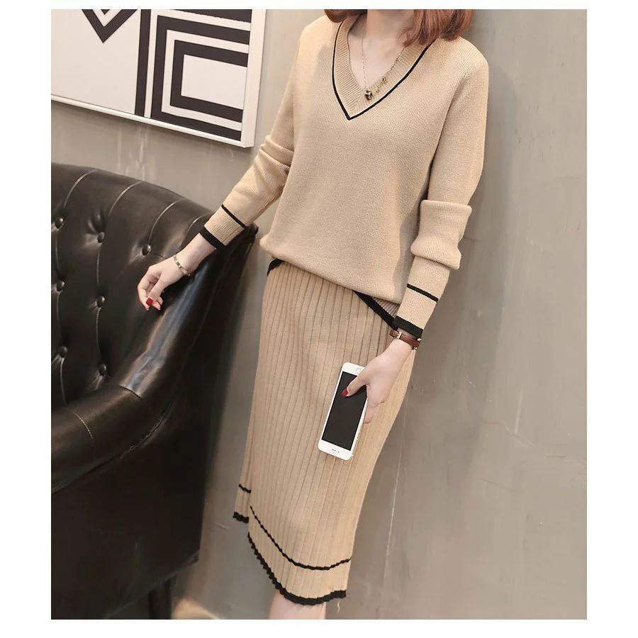 レディース セットアップ 秋冬 韓国風 きれいめ 上下セット 長袖 トップス 2点セット スカート ニットセット カジュアルセット 通勤 オシャレ 3色 母の日 プレゼント