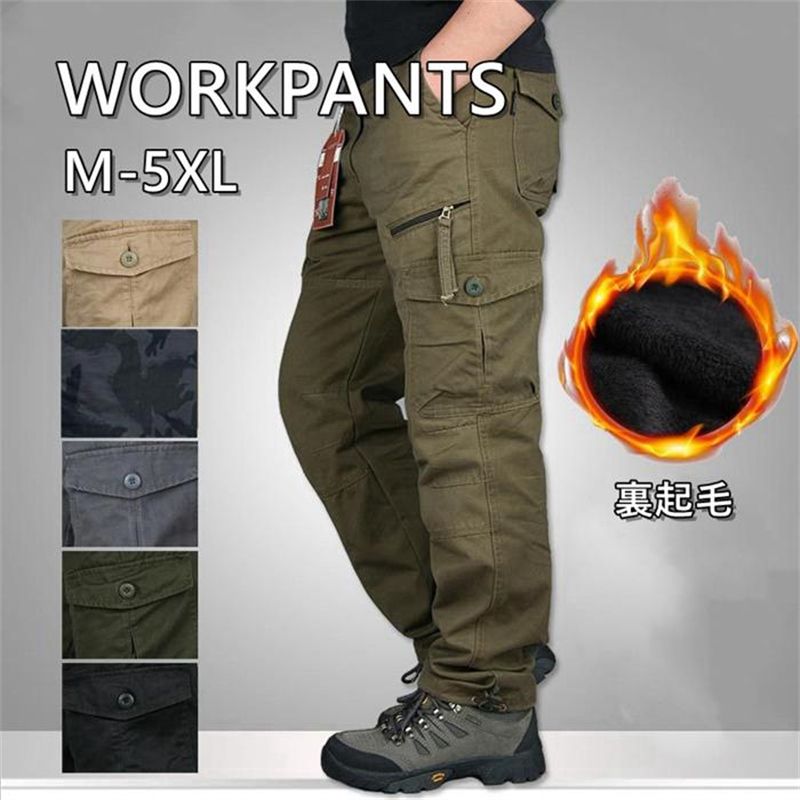 カーゴパンツ メンズ 作業着 秋冬 裏起毛 ワークパンツ ミリタリー ロング丈 カーゴ スリム カジュアルパンツ 防寒 裏ボア 厚手 極暖 暖かい 多ポケット ...