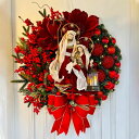 クリスマスリース 直径30cm 壁飾り イエス マリア オーナメント クリスマス置物 クリスマス飾り Christmas 玄関リース クリスマス雑貨 デコ 窓 ...
