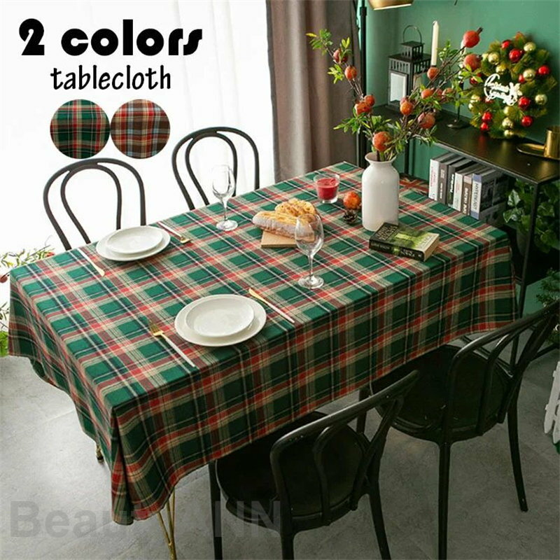 100*140cm テーブルクロス テーブルマット 北欧風 布 四角形 長方形 テーブルカバー 防油 汚れ防止 チェック柄 お手入れ簡単 おしゃれ 復古 クリス...