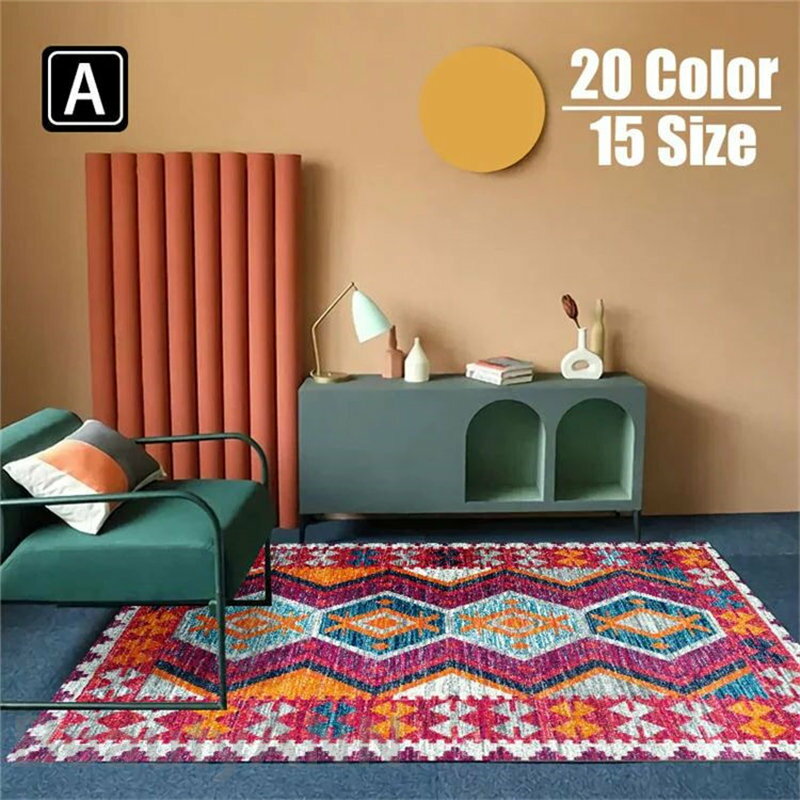 80*200cm 北欧 ボヘミアン風 モロッコ 大面積 タイルラグ 洗える ラグマット 滑り止め 玄関マット ラグラグ カーペット オールシーズン ラグ ベッド...