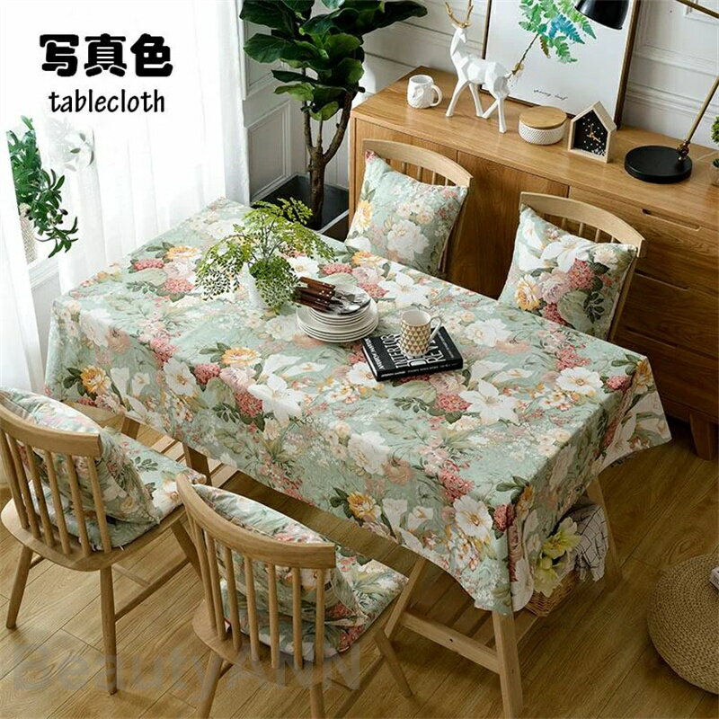 135*220cm テーブルクロス 現代 おしゃれ テーブルセッティング 布 四角形 長方形 綿 花柄プリント テーブルクロス お手入れ簡単 耐熱 防油 汚れ防...