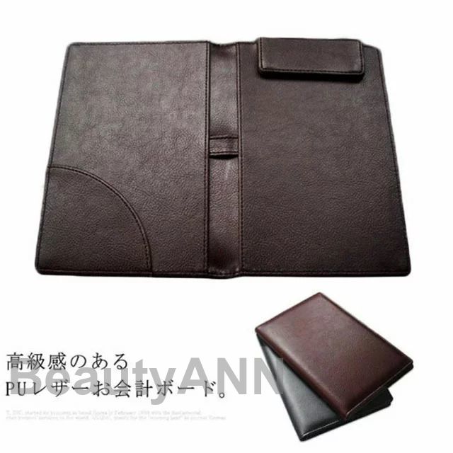 伝票ホルダー 二つ折り バインダー クリップファイル マグネット式 PUレザー 合皮 高級感 クリップボード 会計 メモ ペンホルダー付 内ポケット付 プレゼン...