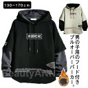 男の子 男児 春服 ジュニア フード付き 150 秋服 キッズパーカー 170cm 子供服 重ね着風 長袖 フード付き 140 プルオーバーパーカー 160 130 プリント 切替え 通学 パーカー プレゼント ギフト