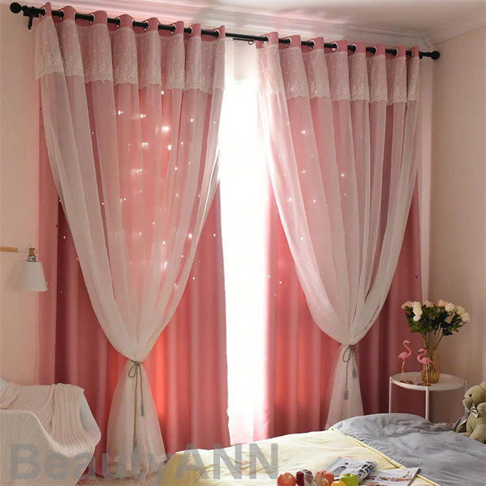 カーテン 星柄カーテン 遮光カーテン かわいい おしゃれ 一体型カーテン 4色 7サイズ選べる 100cmx110cm~100cmx230cm ドレープカーテン...