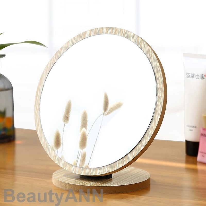 卓上ミラー 木製 円形 丸型 卓上鏡 角度調節 鏡 かがみ スタンドミラー スタンド鏡 化粧鏡 立て掛け メイク鏡 丸い 置き鏡 テーブルミラー 玄関 トイレ ...