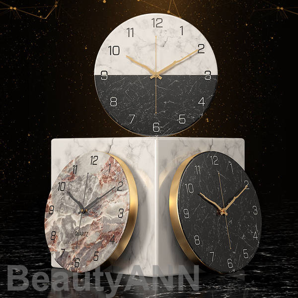 新生活 壁掛け時計 おしゃれ インテリア雑貨 直径30cm 音がしない 静音 大理石調 掛け時計 ウォールクロック 掛時計 見やすい 立体文字 連続秒針 静か ...