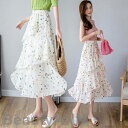 新生活 プリーツスカート レディース シフォン 花柄 夏 スカート 韓国風 Aライン ロング丈 フレア オシャレ 着痩せ コーデ マキシ丈 きれいめ ゆったり 30代 40代 50代 プレゼント ギフト(4)