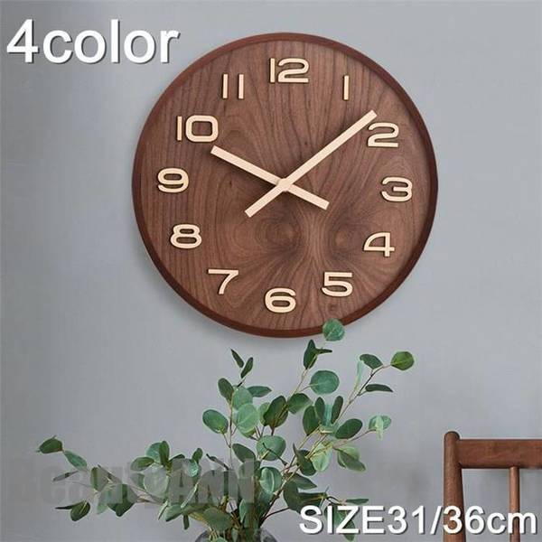 新生活 壁掛け時計 掛け時計 おしゃれ ウォールクロック クロック 壁掛け時計 インテリア 時計 壁掛け モダン 北欧 新築祝い 木製 電池 静音 31cm か...