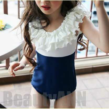 新生活 水着 キッズ水着 水着 ワンピース 子供水着 女の子 セーラー風 90/100/110/120/130 ジュニア お買い得2点セット フリル プレゼント...