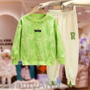 新生活 子供服 セットアップ パンツセット 長袖 ジャージ パーカー 2点セット キッズ 女子 上下セット 春秋 ロングパンツ 登山着 グリーン スポーツウェア...
